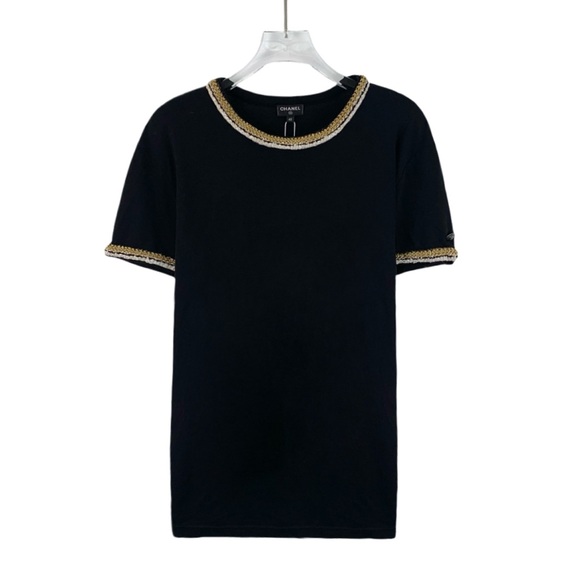 CHANEL Black Tee with Gold Accents - Picture 1 of 7